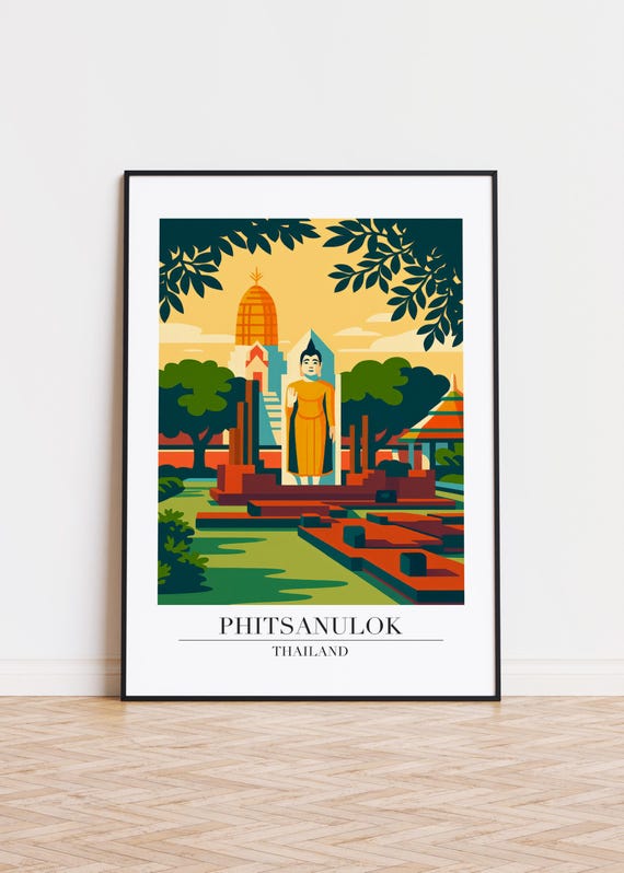 Phitsanulok Cityscape Poster Modern Travel Art Print