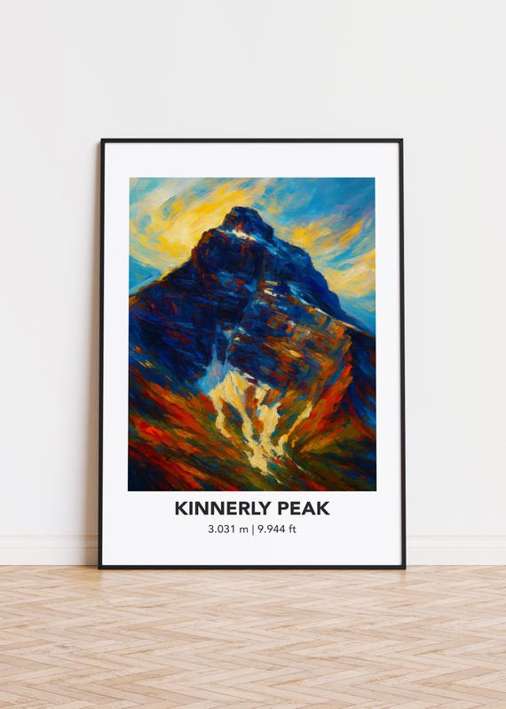 Kinnerly Peak Mountain Print Modern Oil Painting Style Poster