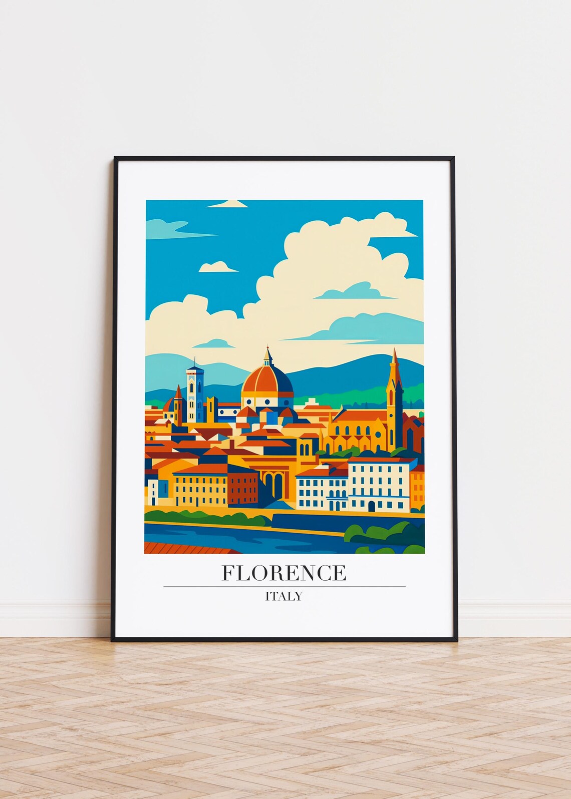Florence Italy Duomo Skyline City Illustration Travel Poster