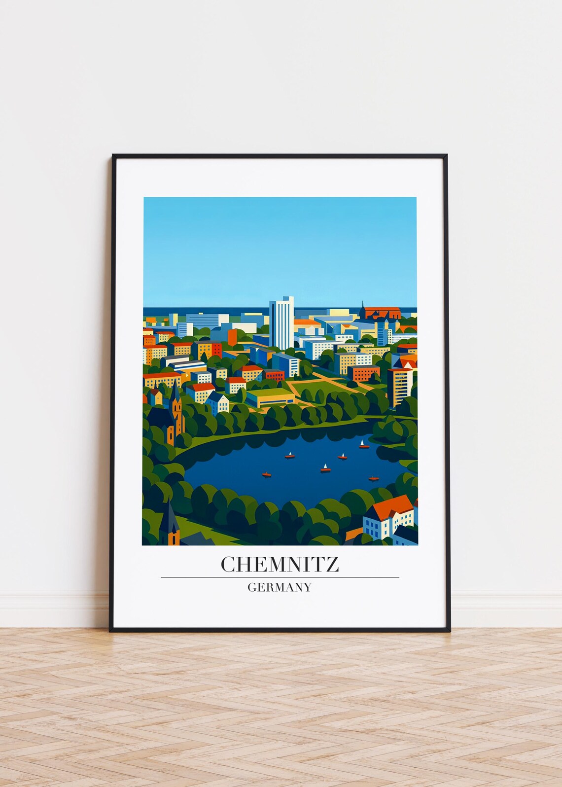 Chemnitz Germany City Skyline Travel Poster