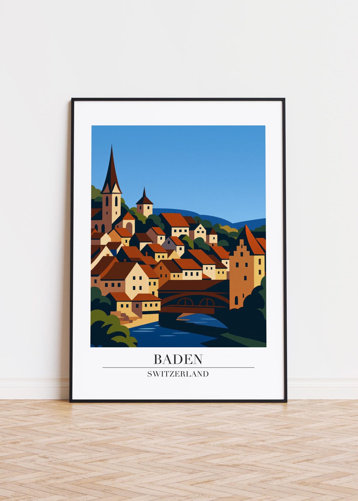 Baden Switzerland Modern City Poster