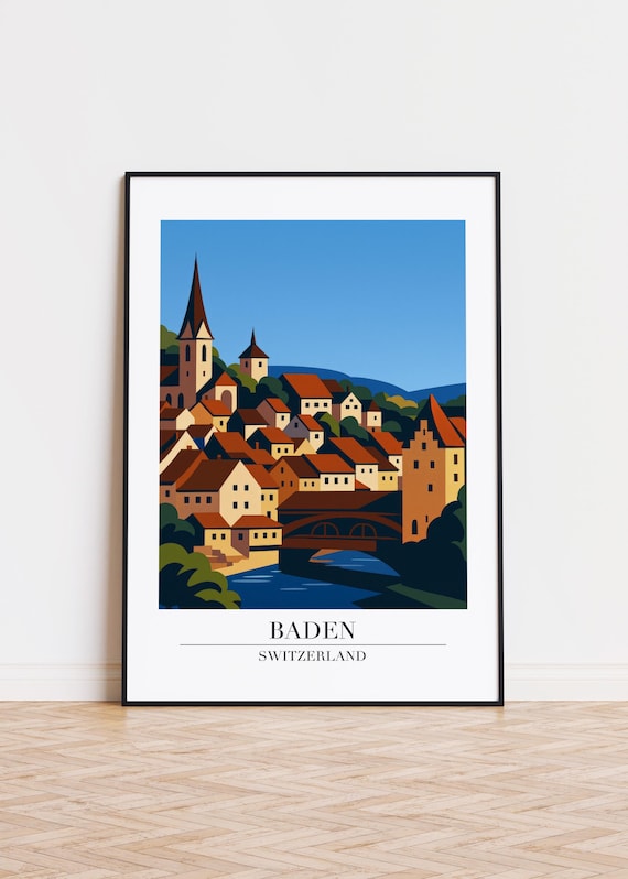 Baden Switzerland Modern City Poster