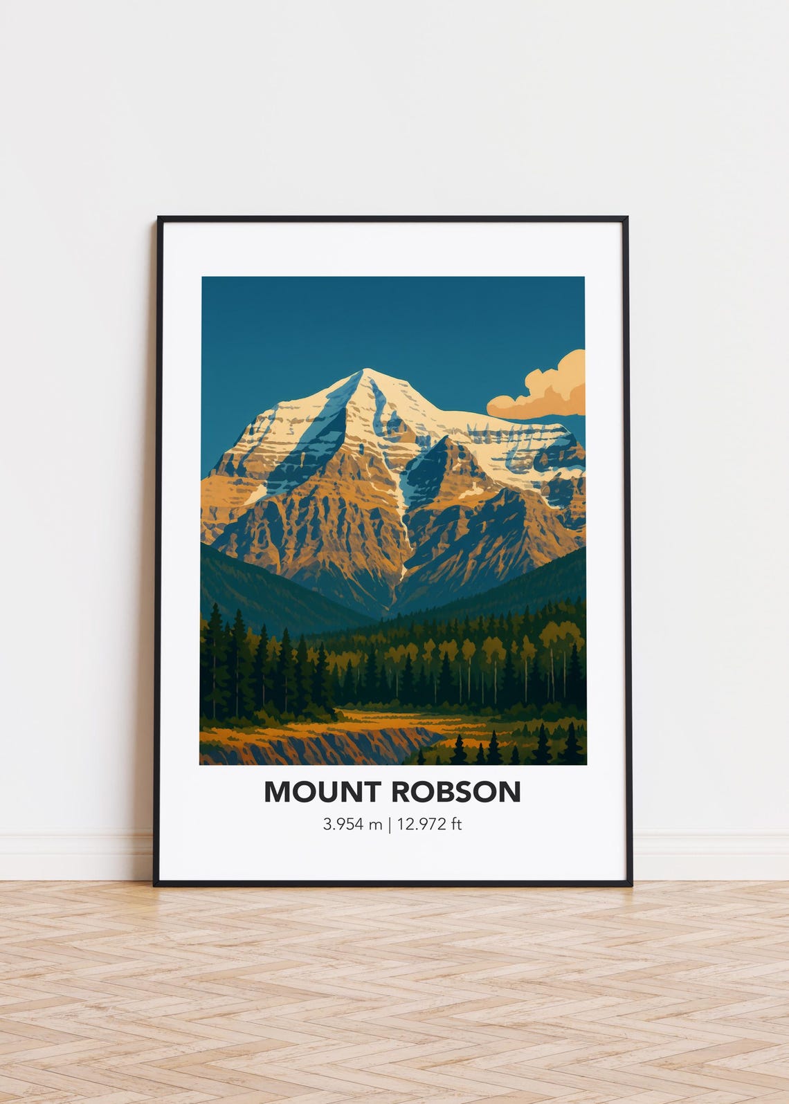 Mount Robson Canada Snowy Peak Forest Mountain Scenic Poster Art