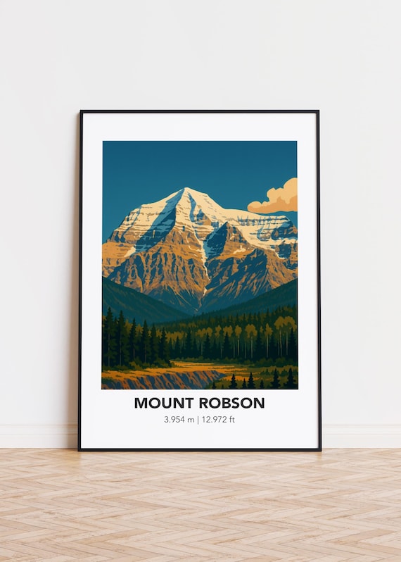 Mount Robson Canada Snowy Peak Forest Mountain Scenic Poster Art