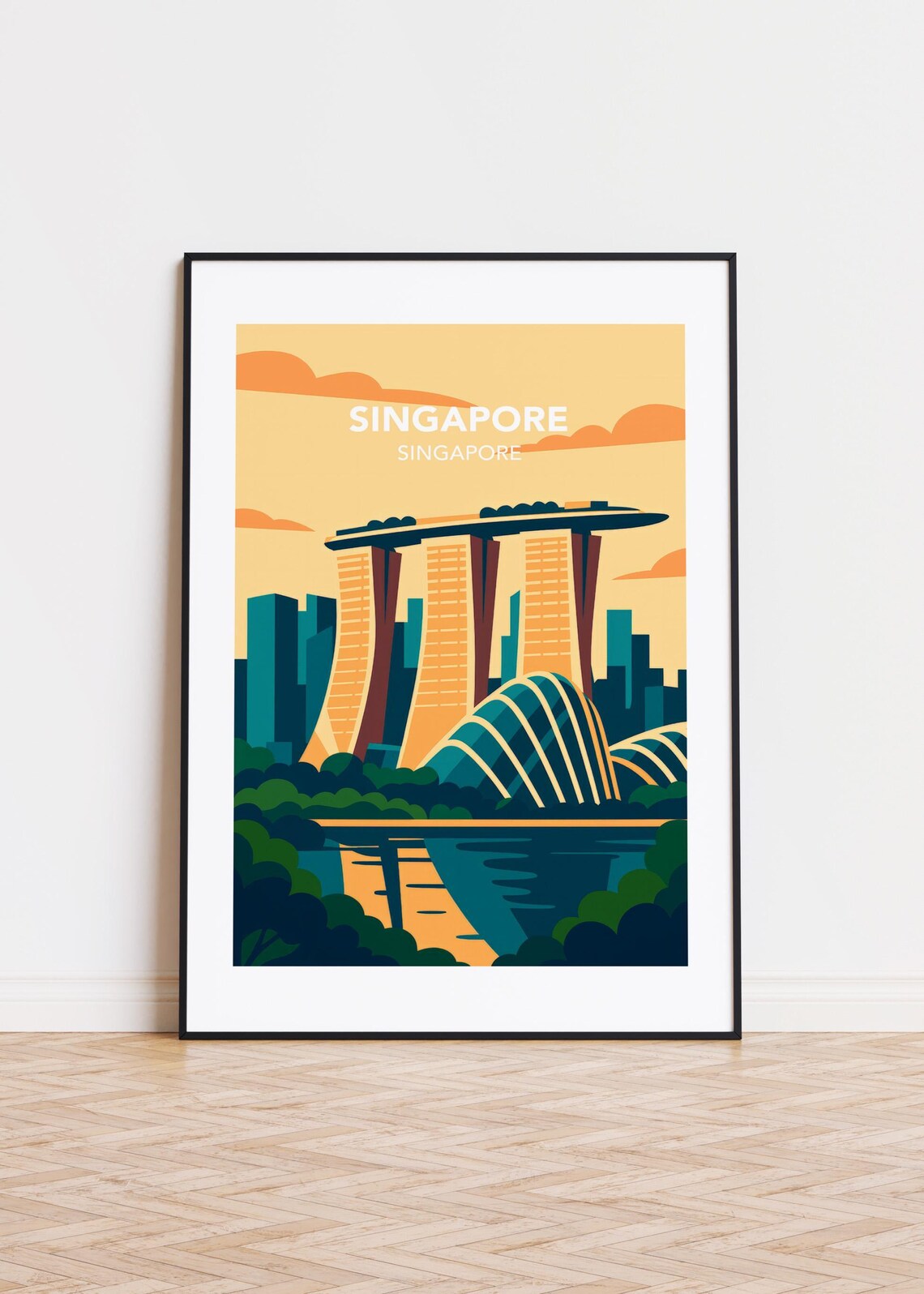 Singapore Cityscape, Modern Travel Art Print
