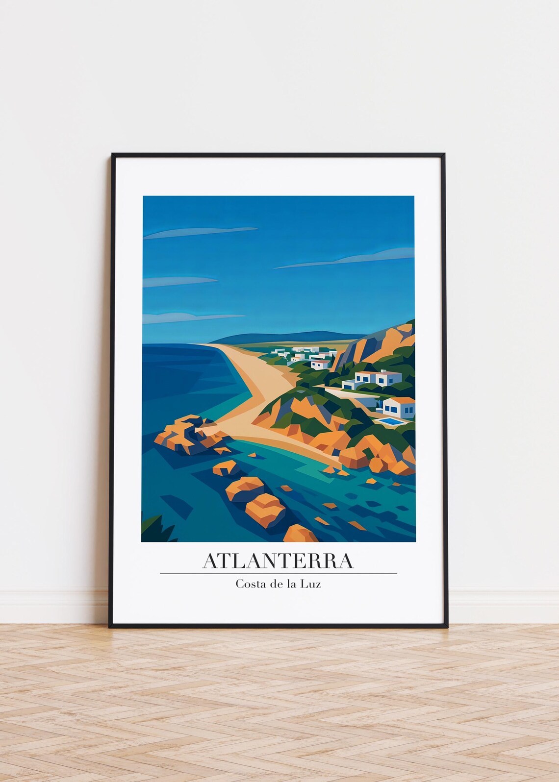Atlanterra Beach Cove Rocky Coast Turquoise Water Art Poster