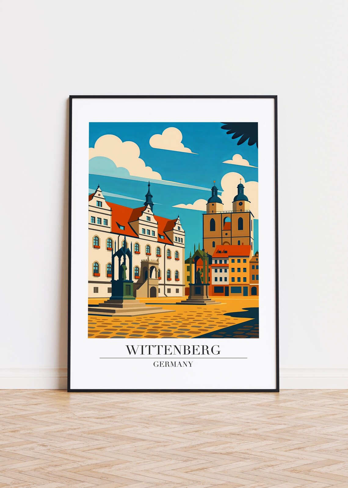 Wittenberg Germany Historic Market Square Illustrated Travel Poster