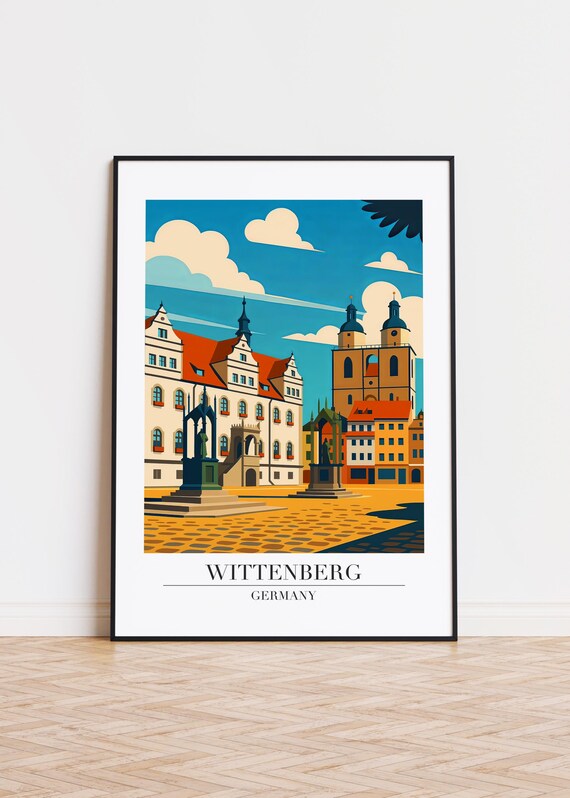 Wittenberg Germany Historic Market Square Illustrated Travel Poster