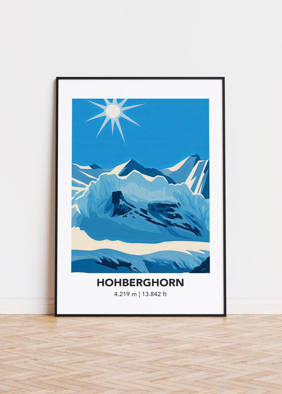 Hohberghorn Illustration Art Print Mountain Travel Poster