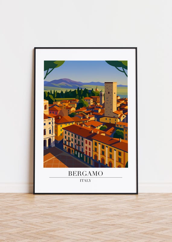 Bergamo Italy City Skyline Poster Print