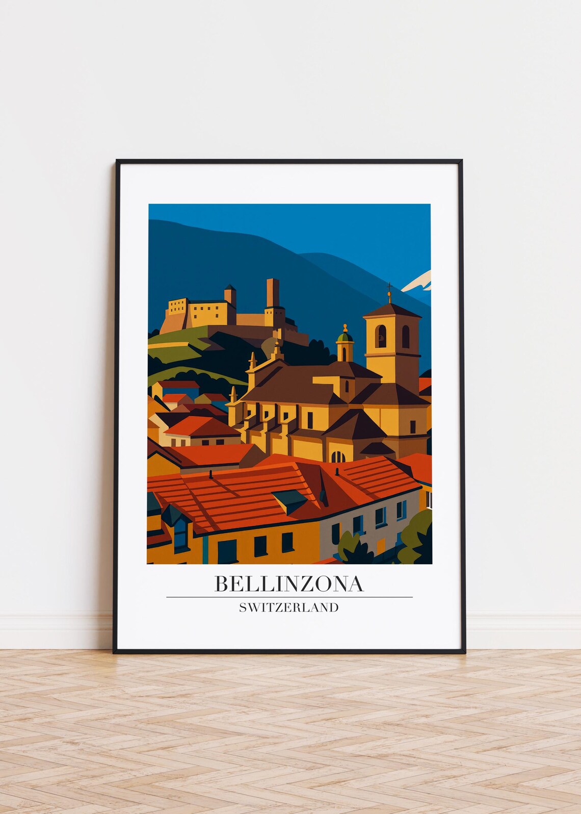 Bellinzona Switzerland City Skyline Poster Print