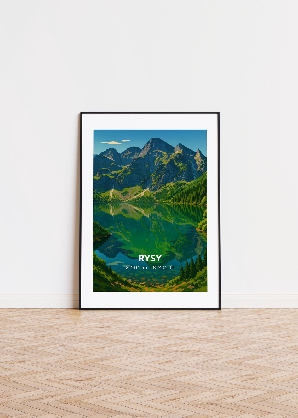 Rysy Mountain Poster, Semigloss Illustration