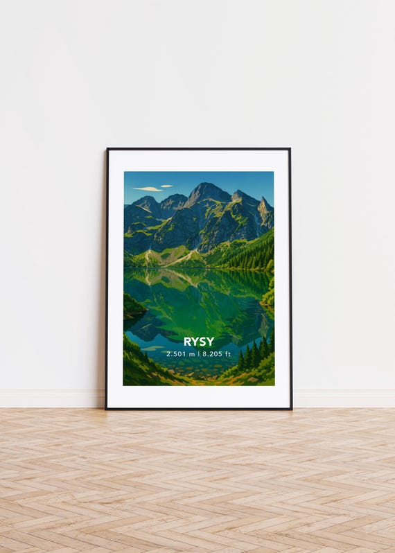 Rysy Mountain Poster, Semigloss Illustration