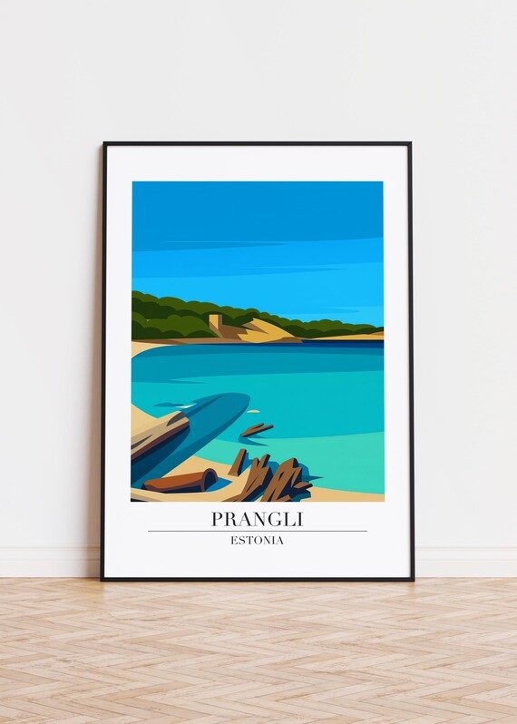 Prangli Estonia Turquoise Bay Travel Poster Rocky Shore Coastal Art Decor