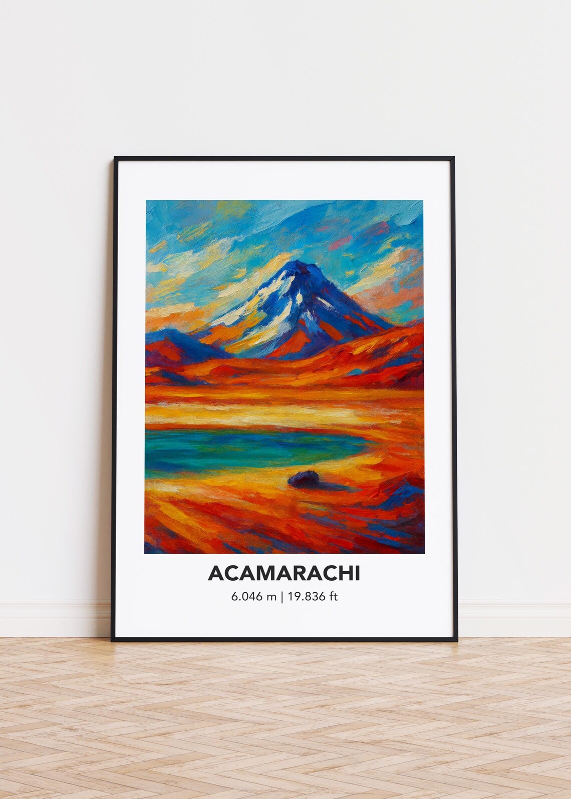 Acamarachi Snowcapped Volcano 6046m Desert Landscape Oil Painting Poster
