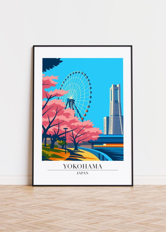 Yokohama Cityscape Poster Modern Minimalist Art Print
