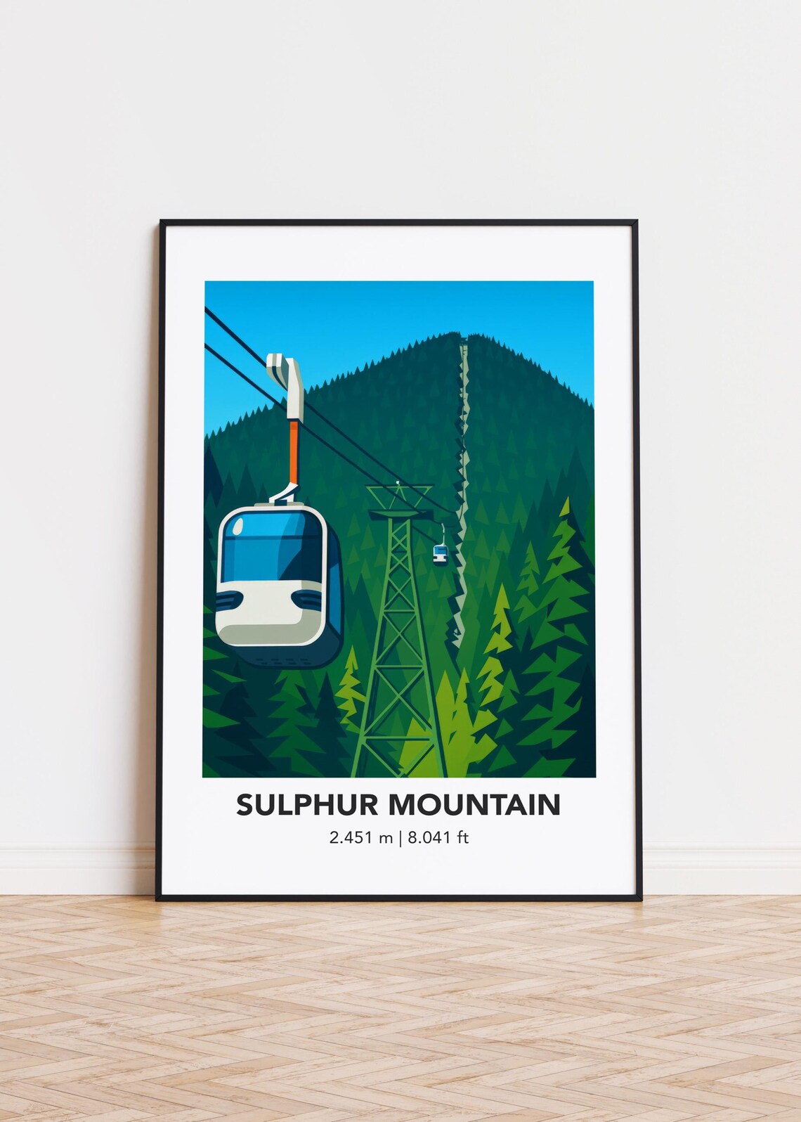 Sulphur Mountain Gondola 2451M Retro Travel Adventure Poster