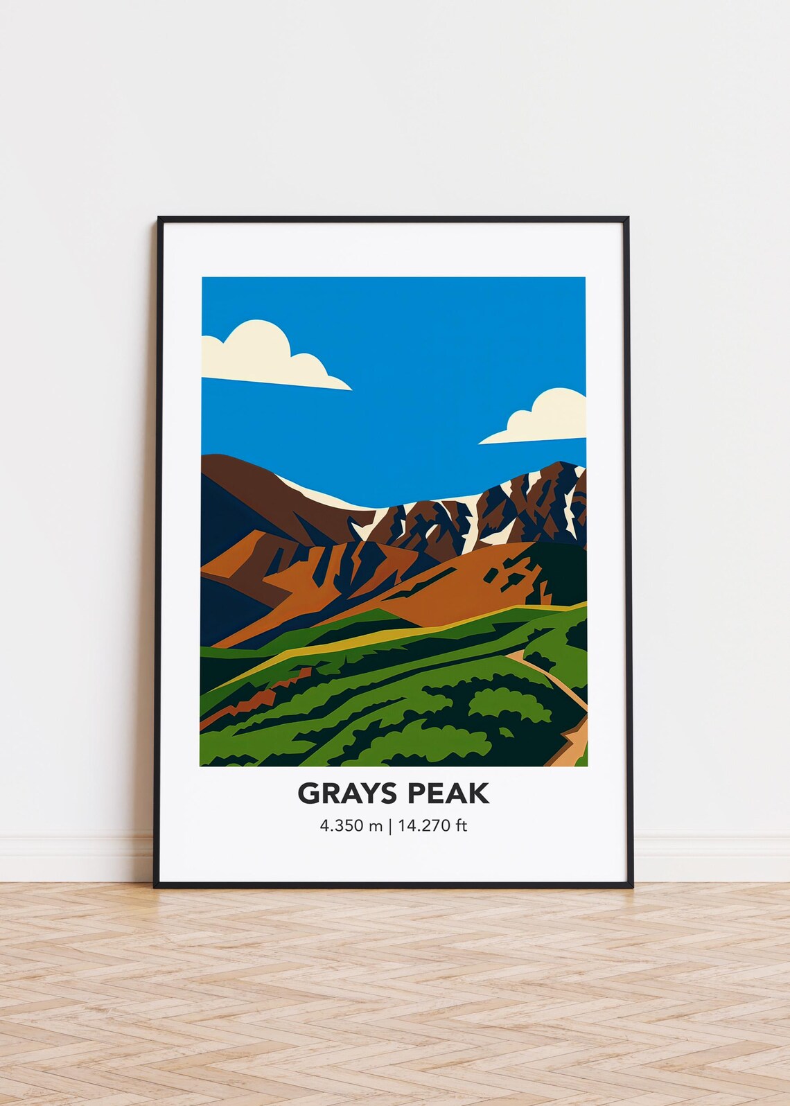Grays Peak Illustration, Mountain Landscape Poster