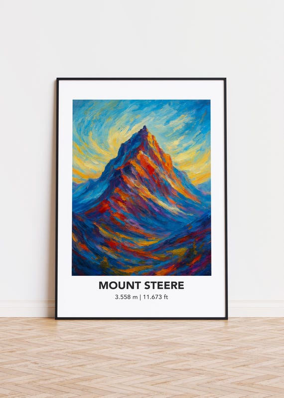 Mount Steere Mountain Print Modern Oil Painting Style Art Poster