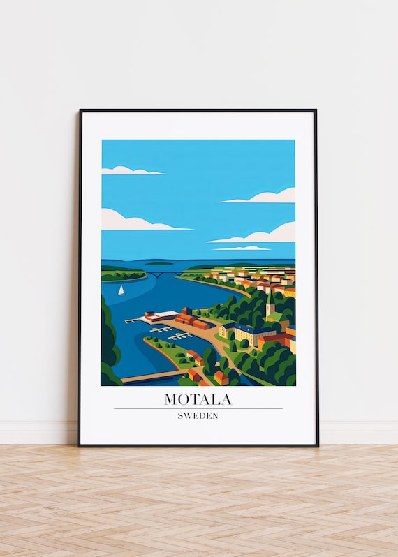 Motala Sweden Poster Modern City Illustration Art