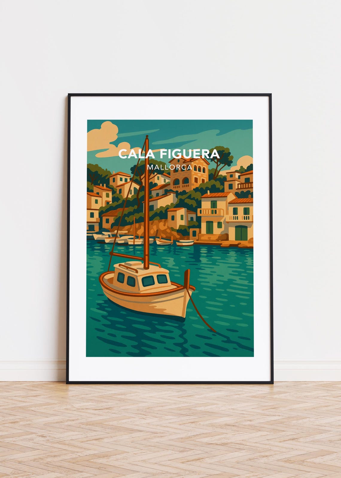 Cala Figuera Mallorca Spain Fishing Village Harbor Art Poster