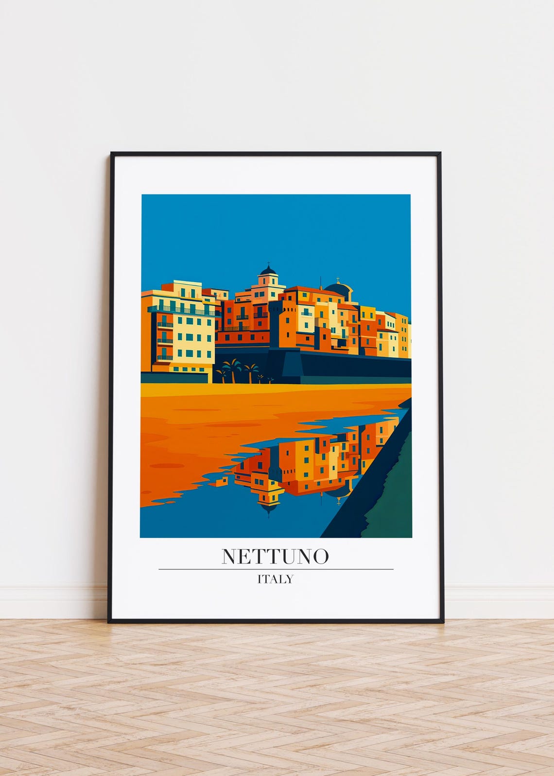 Nettuno Italy Modern Travel Poster