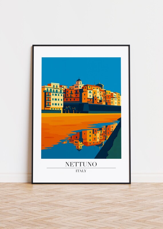 Nettuno Italy Modern Travel Poster