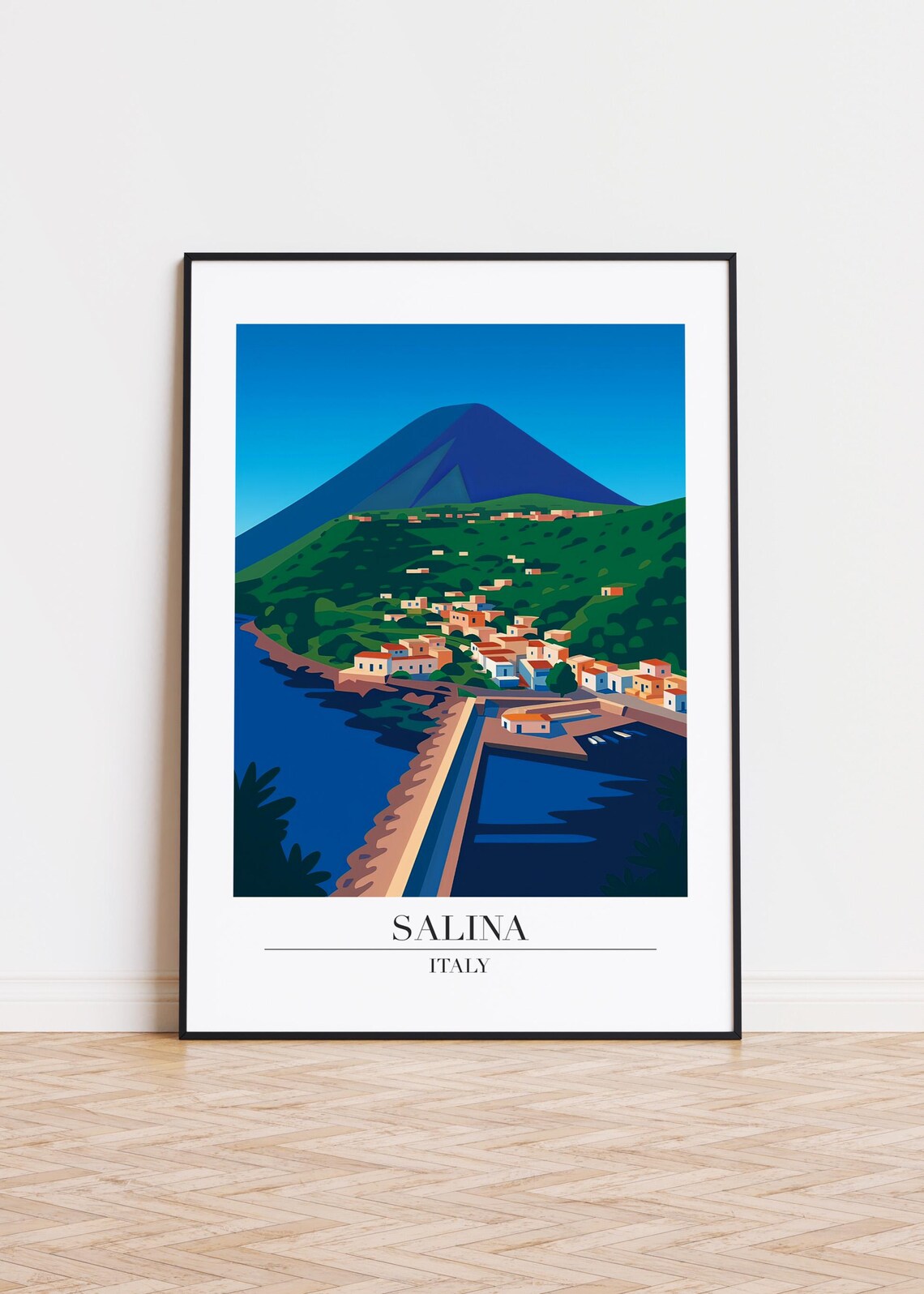 Salina Italy Modern City Illustration Travel Poster