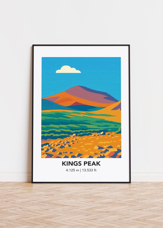 Kings Peak Illustration Art Print Mountain Landscape Poster
