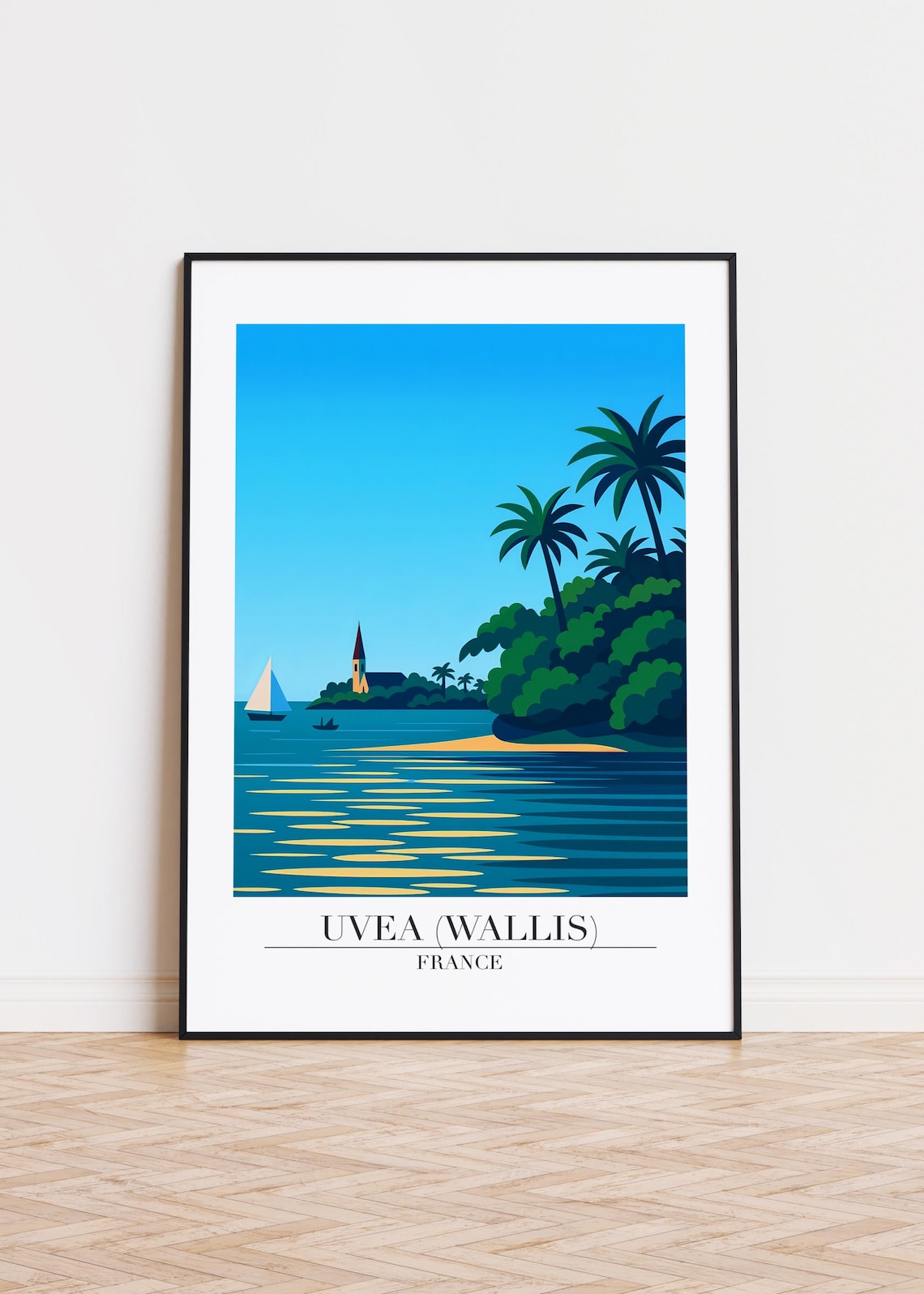 Tropical Uvea Wallis France Palm Beach Island Lagoon Art Poster
