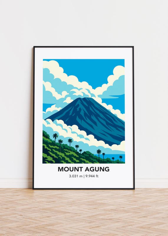 Mount Agung Art Print Modern Mountain Illustration