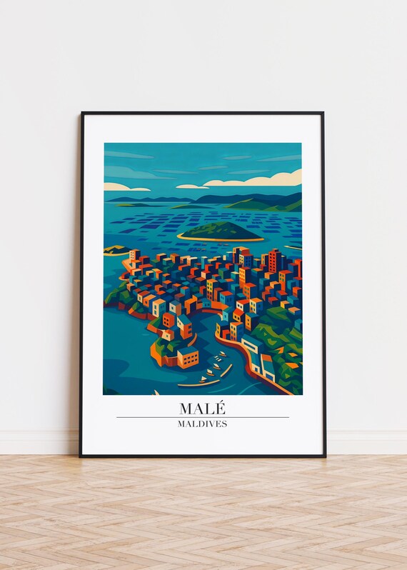 Mal City Print Maldives Illustration Art Travel Poster