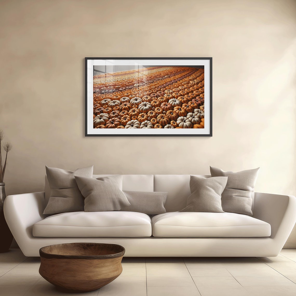 Endless Pumpkin Field Rows in Warm Autumn Harvest Colors Poster