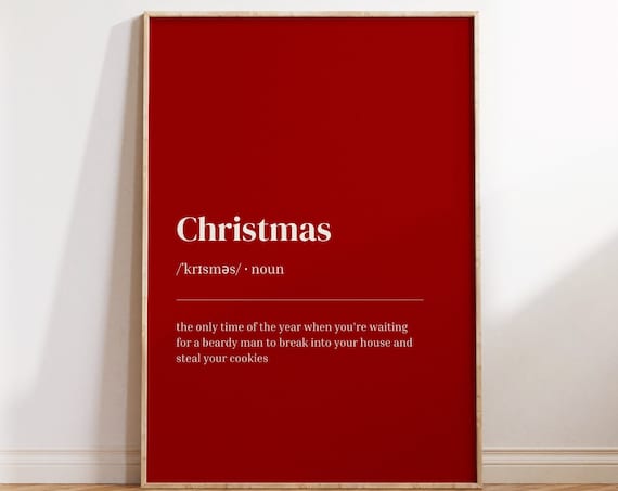 Christmas Definition Funny Red Noun Dictionary Holiday Poster