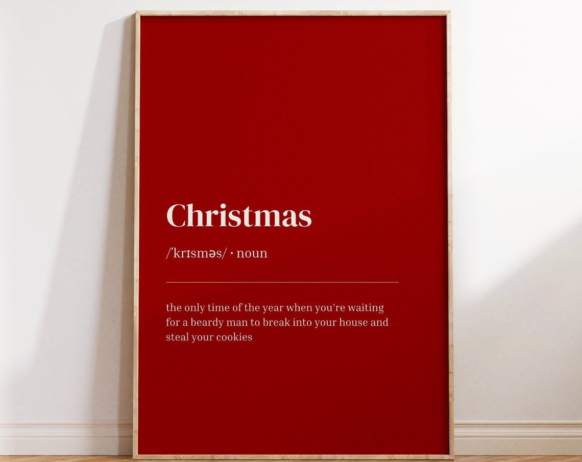 Christmas Definition Funny Red Noun Dictionary Holiday Poster
