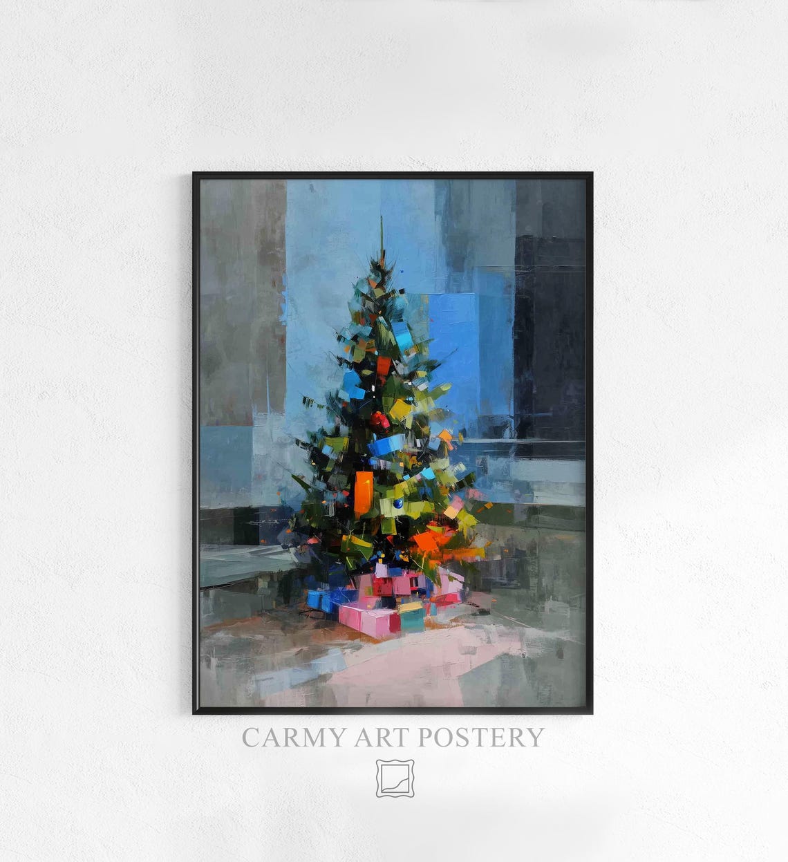 Colorful Abstract Christmas Tree Modern Holiday Decor Art Poster