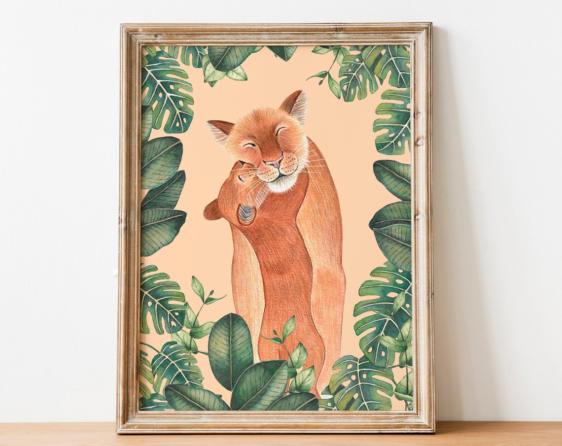 Lion Wall Art Print, Jungle Safari Nursery Decor