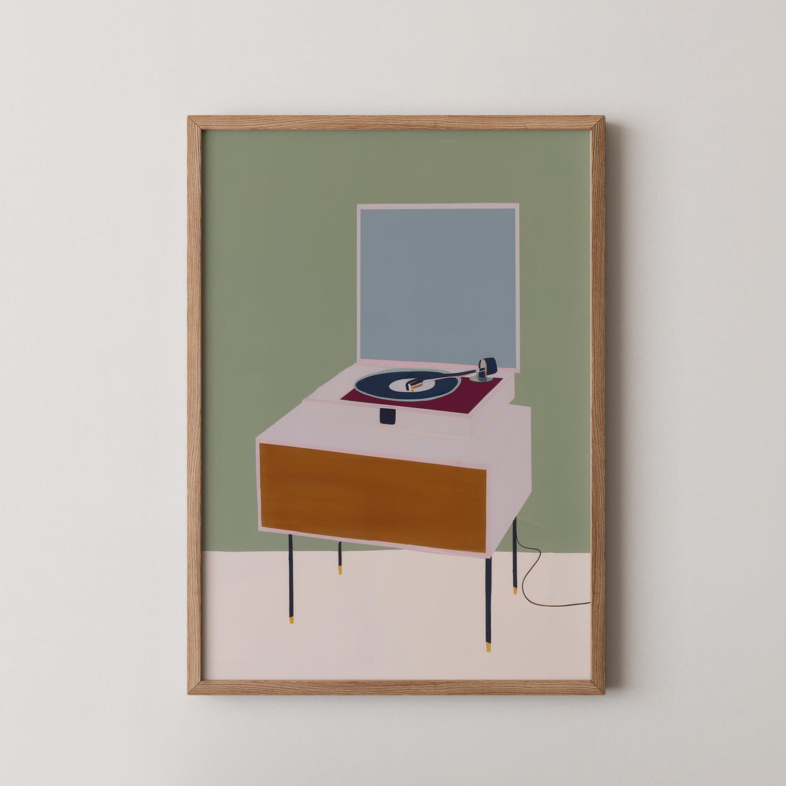 Retro Turntable Record Player Mid Century Modern Music Room Poster
