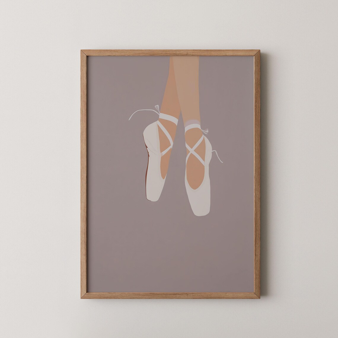 Ballet Dancer Pointe Shoes Minimalist Beige Illustration Dance Art Print