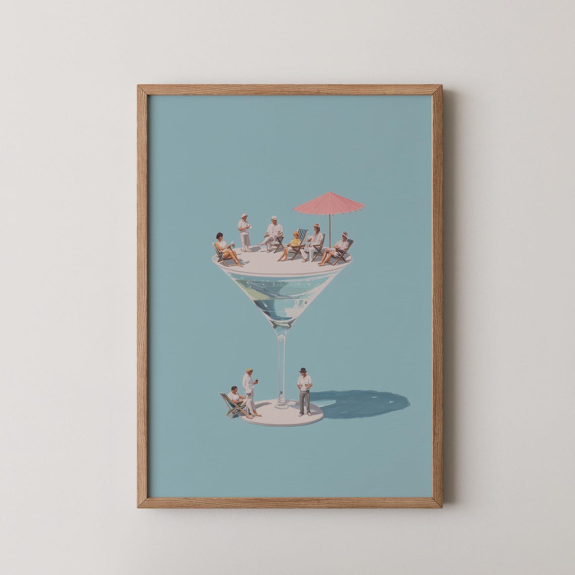 Giant Martini Glass Party Surreal Art Poster Whimsical Cocktail Decor
