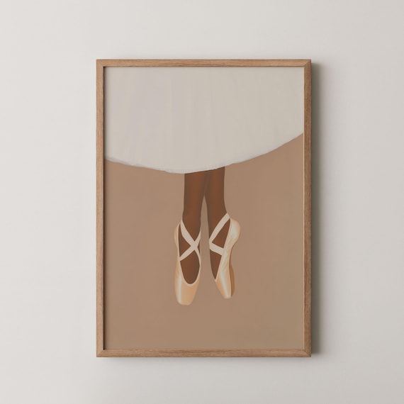 Ballet Dancer En Pointe Warm Neutral Minimalist Dance Studio Art Print