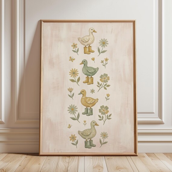 Vintage Duckling in Boots Poster Print