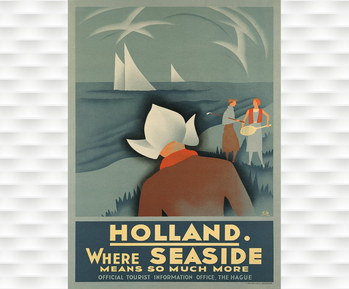 Holland Seaside Means So Much More Vintage Dutch Travel Poster