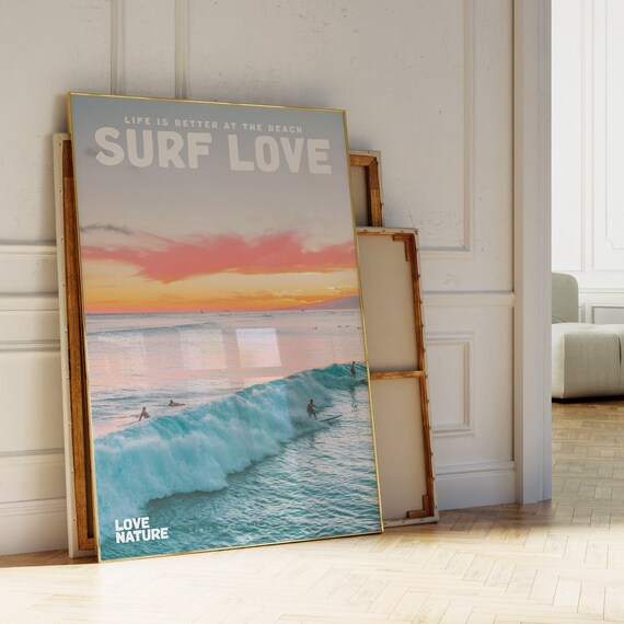 Modern Surf Poster Surf Love Movie Poster And Magazine Cover Style Print Surf Wall Art Surfer Posters Aesthetic Surfer Gift Surfing Photo
