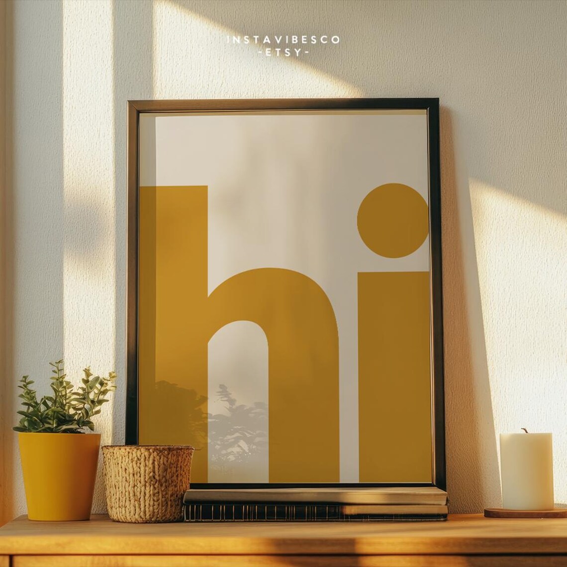Hi Greeting Giant Mustard Yellow Typography Minimalist Poster - Image 3