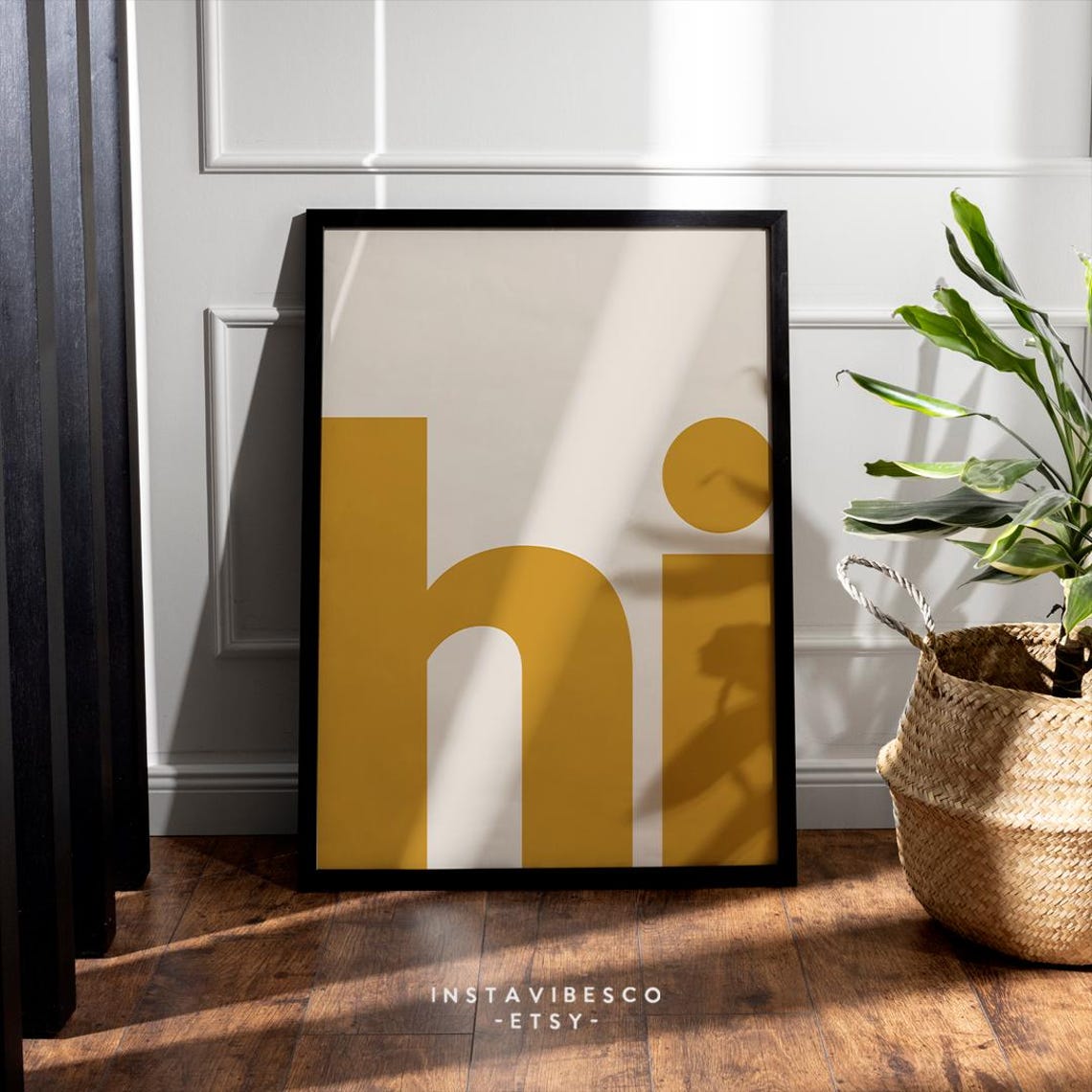 Hi Greeting Giant Mustard Yellow Typography Minimalist Poster - Image 2