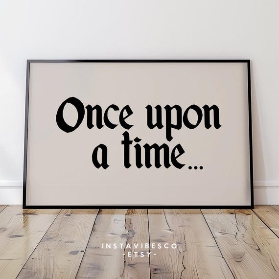 Once Upon A Time Horizontal Wall Art Positive Quote Inspirational Retro Decor For Kids Room
