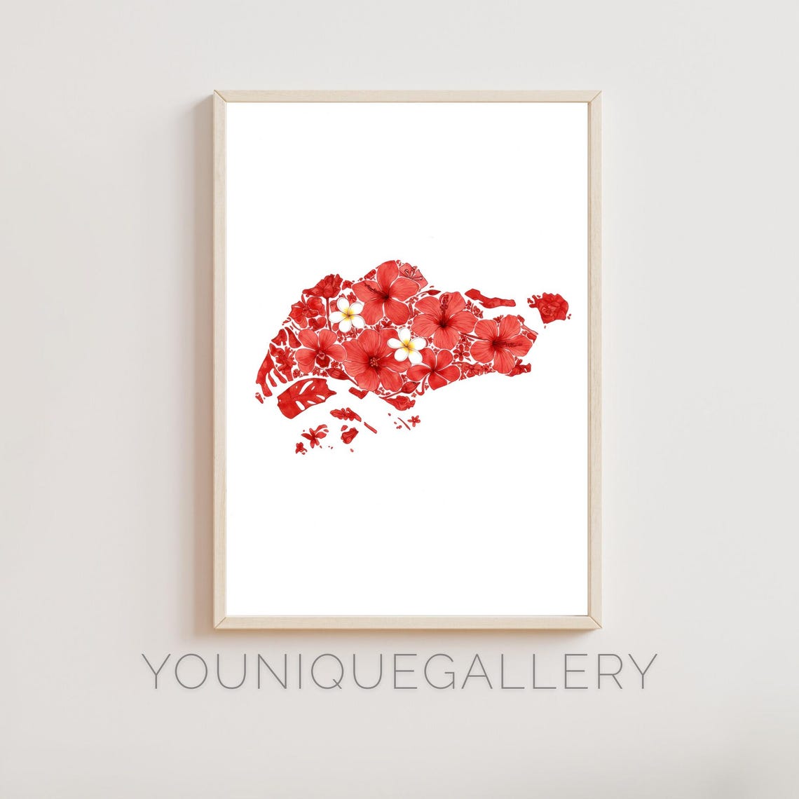 Singapore Map Outline Art Print, Lion City Souvenir