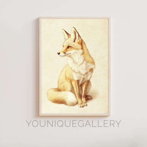 Fox Wall Art Watercolor Fox Woodland Animal Poster Minimalist Nature Decor Fox Lover Gift Rustic Home Print