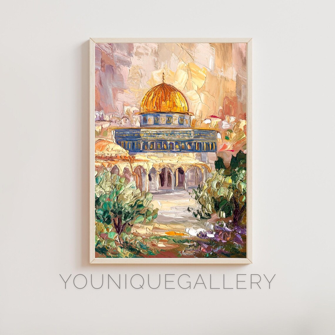 Jerusalem Temple Mount Golden Dome Old City Oil Painting Poster